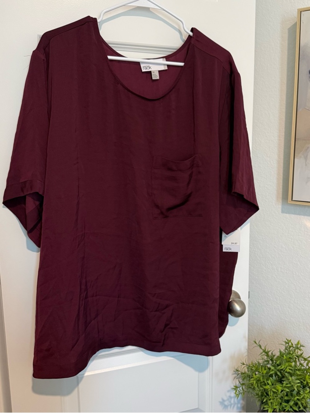 Nordstrom Rack Wine Short-Sleeve Pocket Top Size 3X NWT